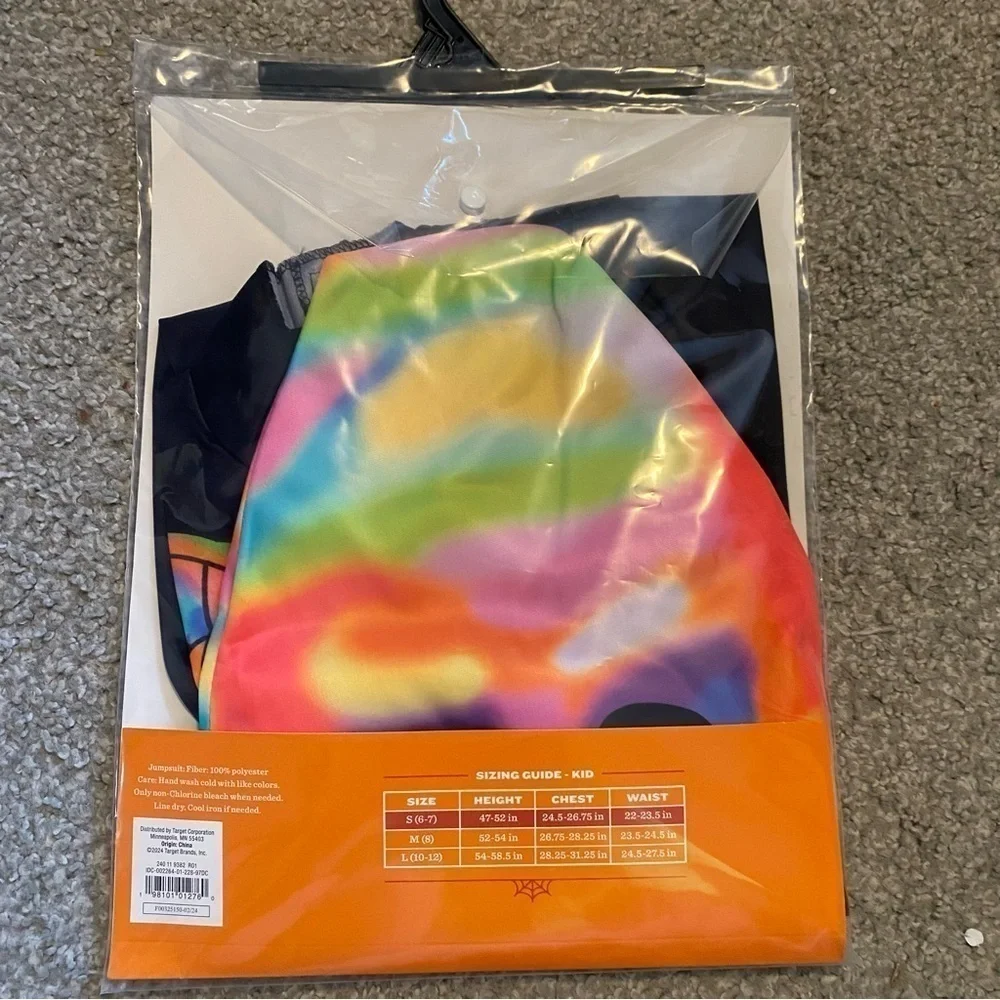 Color Melt Skeleton Costume NEW Small Glow in the Dark Bodysuit Rainbow Kids